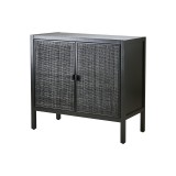 HR BLACK RATTAN DOOR PINE CABINET SMALL 80 - CABINETS, SHELVES